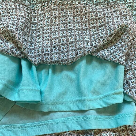 Roz & Ali Womens Plus Size 1X Top Green Black Geometric Print Square Neck Lined - Picture 11 of 14